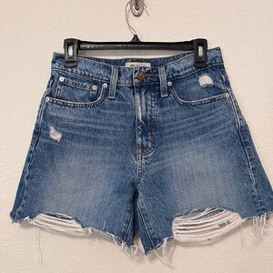 Madewell Blue Distressed Jean Shorts